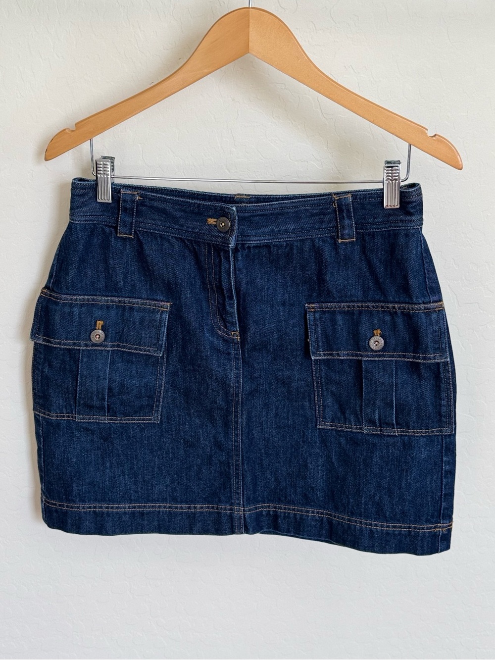 Brooks Brothers Dark Indigo Classic Denim Cargo Mini Skirt 8